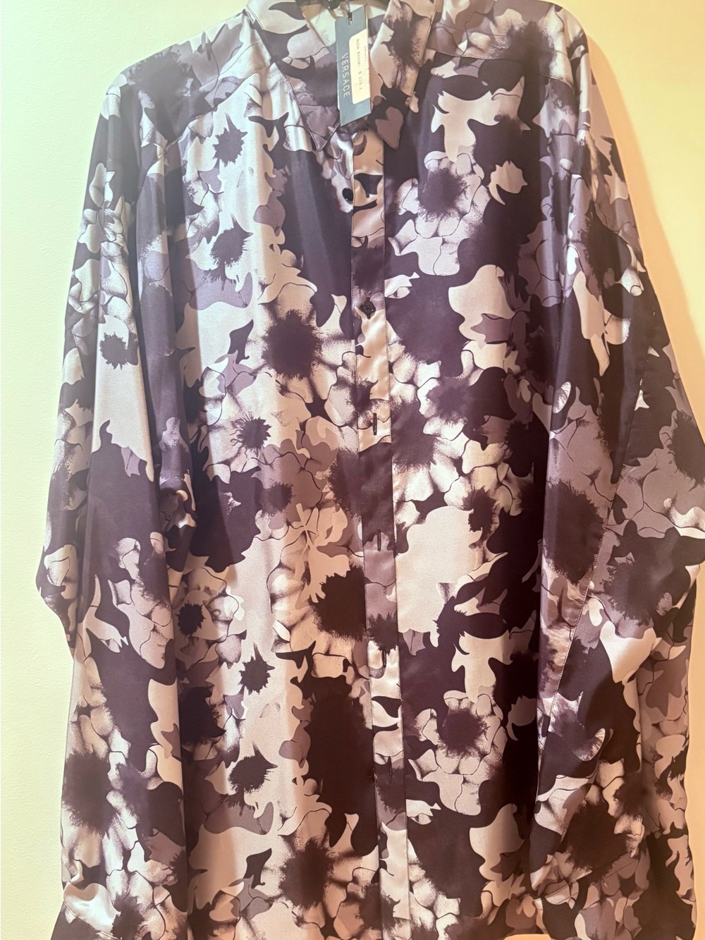 Versace Black & silver Floral 100% Silk shirt Bought in Italy last year .
